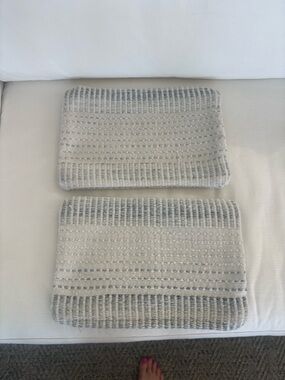 Set-Serena & Lily Cream and Heathered  Grey Woven Throw Pillow Covers 12x18 NWT